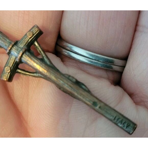 Vtg. Knights of Columbus Combat Rosary 59 Black Beads Made in Italy 18” - Picture 2 of 4